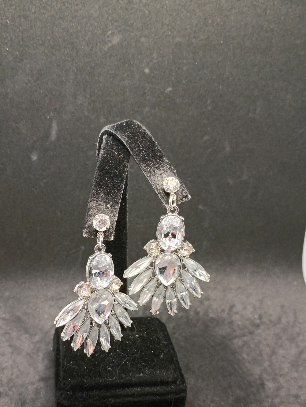 Clear Crystal Fan Drop Earrings